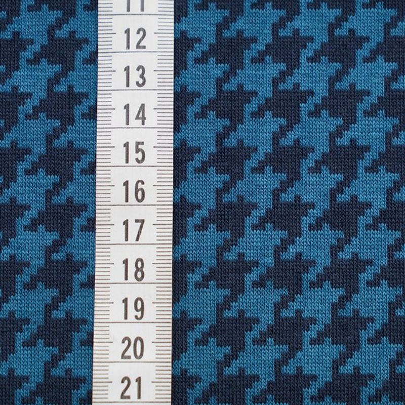 Økologisk bomullsjacquard, houndstooth petrol