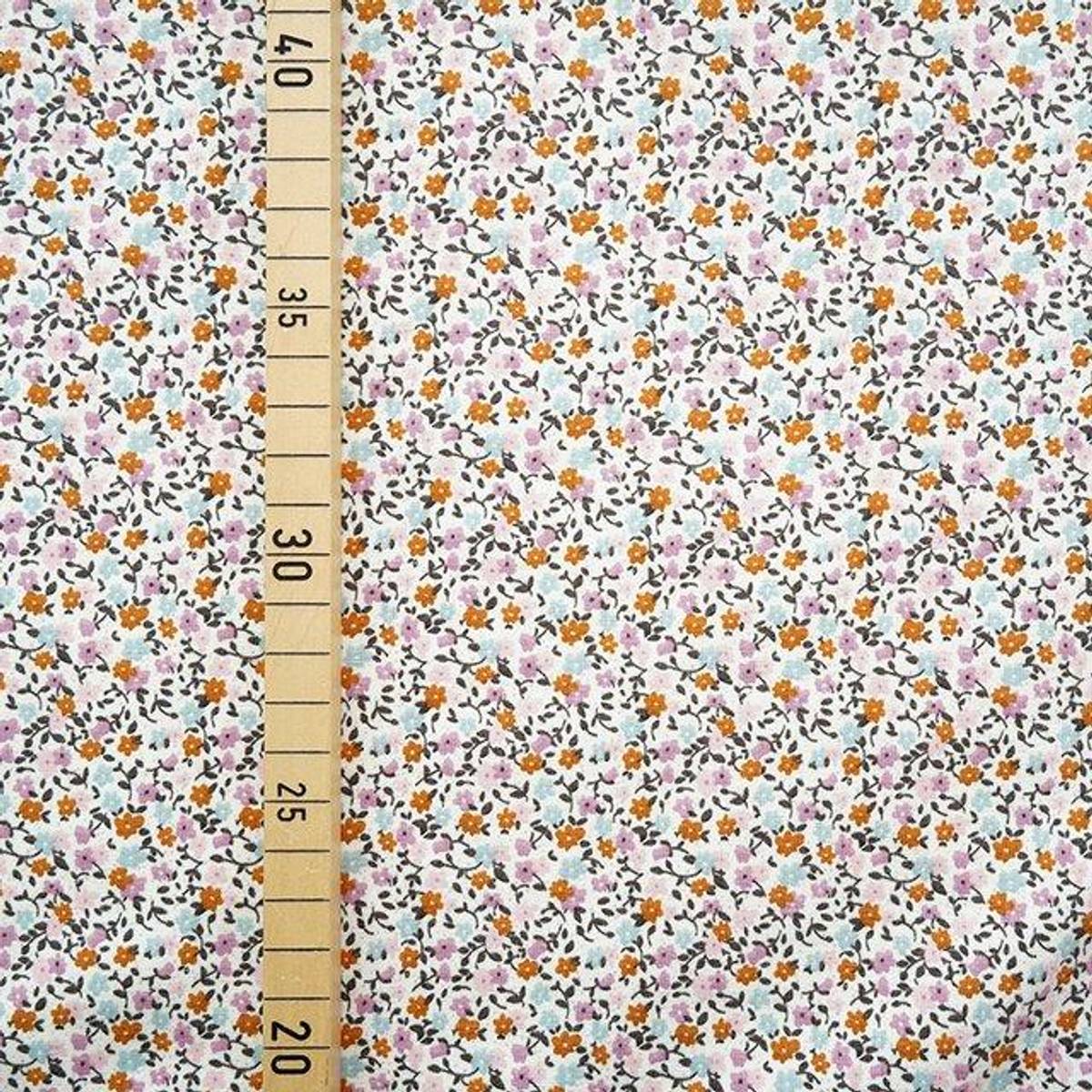 Økologisk jersey, missi flowers oker/rosa