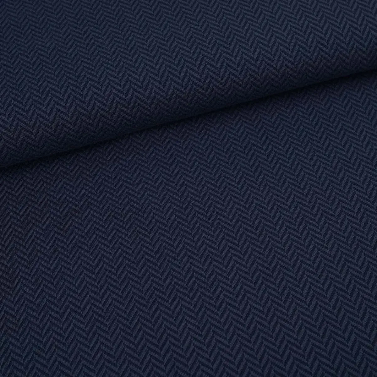 Økologisk bomullsjacquard, herringbone mørk blå