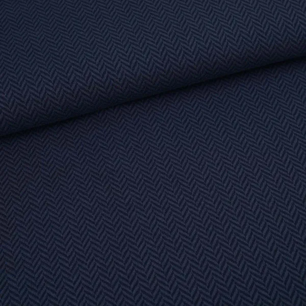 Hovedbilde Økologisk bomullsjacquard, herringbone mørk blå