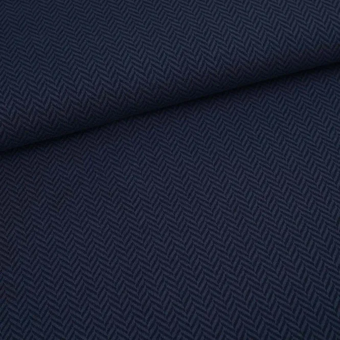 Hovedbilde Økologisk bomullsjacquard, herringbone mørk blå