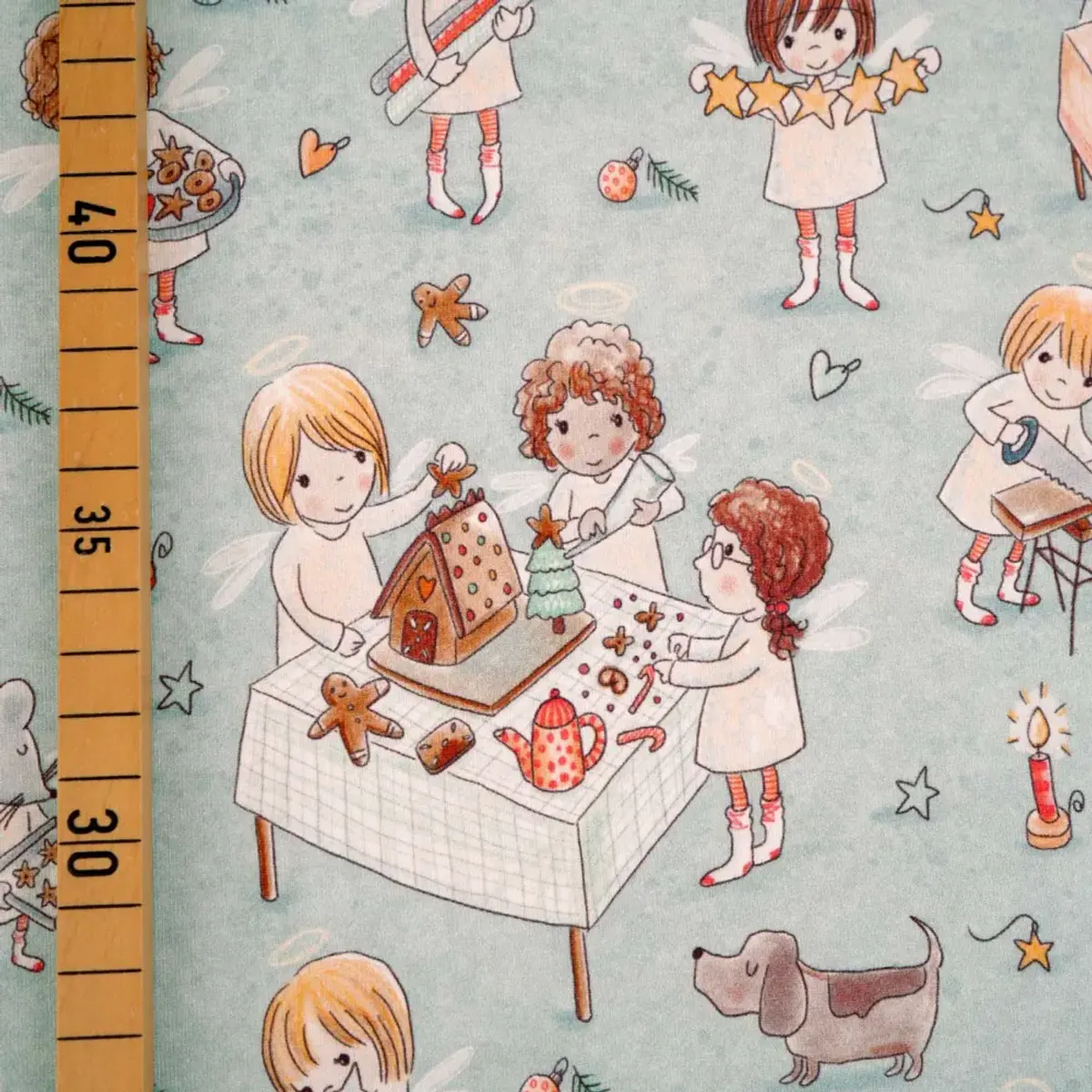 Økologisk bomullsjersey, juleverksted grønn